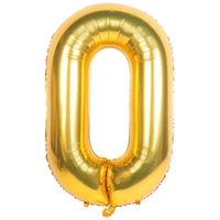 Balon din Folie Flippy, Cifra 0, 81 cm, Pentru Aer sau Heliu, Bulk, Auriu