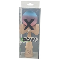 Kendama X Originala, Profesionala, Flippy, din Lemn, Rubber Grip, 18 cm, Roz/Mov/Albastru