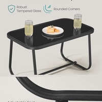 SONGMICS Set mobilier gradina 4 locuri, 2 scaune balansoar, canapea si masa, cadru metalic, negru