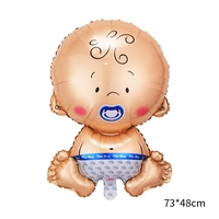 Balon din Folie Metalizata, Vafy, Figurina Baietel, Tema Botez, 73x48 cm, Ambalaj Individual, Pai Inclus, Umflare cu Aer sau Heliu, Albastru