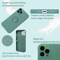 Husa protectie Vafy compatibila cu Apple iPhone 13 Liquid Silicone Ring cu suport rotativ Verde