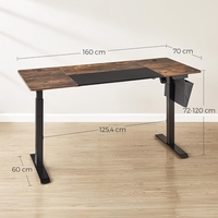 SONGMICS Birou reglabil electric pe inaltime, cadru metalic, blat lemn compozit, 160x70x120 cm, maro rustic