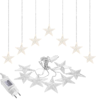 (DL) Ghirlanda luminoasa tip perdea cu stelute 72 LED-uri, 2m, pentru interior/exterior, iluminare alb