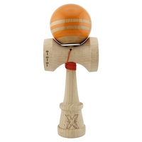 Kendama X Originala RAINBOW, Profesionala, Flippy, Cupe Mari KING SIZE V3, Super Sticky, Gaura in Baza, Rulment Metalic, din lemn 18 cm, Ata 62/65 cm, Portocaliu/Maro