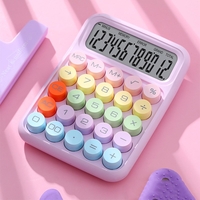 Calculator Electronic pentru Copii, Vafy, Calculator Dragut pentru Scoala Primara, Ecran mare 12 digits si Tastatura Mecania, 16 x 11 x 2 cm, Roz