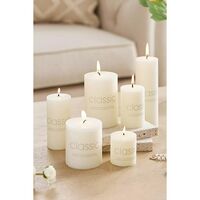 Lumanare Decorativa, Flippy, din Parafina, Cilindrica, Fara Fum si Fara Parfum, 5 x 5 cm, 90 g, Ardere 12h, Ivory Alb