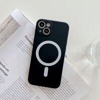 Husa MagSafe pentru Apple iPhone 14 Pro, Silicon, Protectie pentru camera, Magnetica, Incarcare Wireless, Vafy, Negru