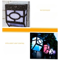 Set 4 Lampi Solare Led pentru Gradina, Flippy, Model Geometric, 11.8 x 8.6 x 5 cm, Buton On-Off, Lumina Multicolora, Negru/Alb