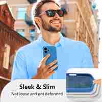 Husa de Protectie, Vafy, pentru iPhone 16, Liquid Silicone, cu Microfibra pe Interior, Protectie Antisoc, Compatibil Incarcare Wireless, Albastru