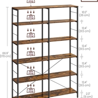 VASAGLE Biblioteca 6 rafturi, cadru metalic, stil industrial, 30x120x170 cm, maro rustic
