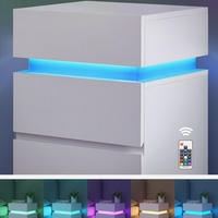 VASAGLE Noptiera din MDF cu iluminare LED, culori si intensitate reglabile, 35x40x55cm, alb