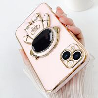 Husa de Protectie TPU 2in1, Vafy, pentru Apple iPhone 14 Plus, Astronaut cu Suport, Antisoc, Rezistenta la Impact, Protectie Camera, Roz