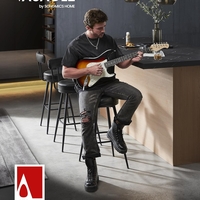 VASAGLE set 2 scaune de bar rotative 360°, cu spatar, inaltime 101 cm, piele sintetica, cadru otel, stil modern, negru