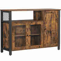 VASAGLE Dulap de depozitare tip bufet, cu 3 usi, stil industrial, 110x33x75cm, maro rustic si negru