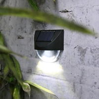 Aplica Solara LED pentru Gradina, Flippy, Set 4 Bucati, ABS/Policarbonat, Rezistent la Apa IP65, 1 LED, pentru gradina, casa, balcon, terasa, 1.2V, 600mah, 8.8 x 8.5 cm, Lumina Alb Rece, Negru