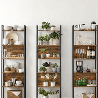VASAGLE Biblioteca cu 6 rafturi, stil industrial, cadru metalic si PAL, 128x24x187 cm, maro rustic