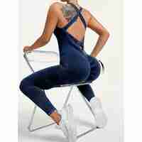Costum Sport de Dama, Flippy, One Piece, pentru Yoga, Elastic, Fara Cusaturi, Albastru Marin, Marime L