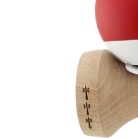 Kendama X Originala, Profesionala, Flippy, Rubber Grip, Cupe Mari KING SIZE V3, Gaura in Baza, Rulment Metalic, din lemn 18 cm, Ata 62/65 cm, Bicolor Rosu/Alb