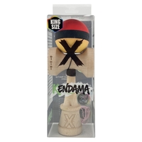Kendama X Originala, Profesionala, Flippy, Cupe Mari KING SIZE V3, Rubber Grip, Gaura in Baza, Rulment Metalic, din lemn 18 cm, Ata 62/65 cm, M Rosu/Negru/Galben