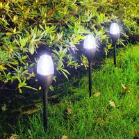 Lampa solara LED pentru gradina, Flippy, Set 10 Bucati, Tip Pahar de Vin, Inaltime 37.5 cm, efect de flacara, PVC si ABS, 2V, 200mAh, Lumina Alb Rece, Negru