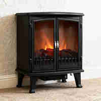 Semineu electric cu efect de flacara, 1800W, 2 trepte, ventilator incorporat, 63x35x70 cm, negru