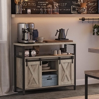 VASAGLE Comoda pentru living sau bucatarie, cu 2 usi glisante, rafturi reglabile, stil rustic, 33x100x80cm, gri