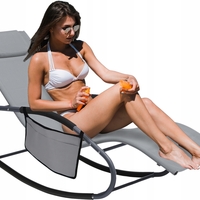 Leagan tip sezlong pentru gradina 148x63x87 cm, structura otel, textilen, design ergonomic, gri deschis