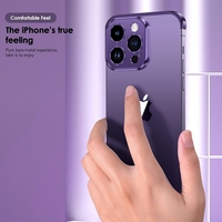 Husa Metalica Edgeless Compatibila cu iPhone 16 Pro Max, Vafy, Protectie pentru Colturi si Camera, Aliaj Aluminiu, Antisoc, Antizgariere, Mov