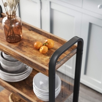 VASAGLE Carucior de servire pe roti pentru bucatarie, cu 3 polite, stil industrial, 26x66x85cm, maro rustic