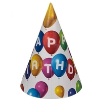 Set 6 Coifuri, Flippy, Petrecere Copii, din Carton, 20 x 13.5 cm, Model 6 Happy Birthday, Multicolor