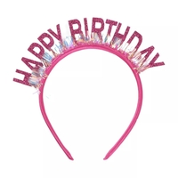 Coronita Decorativa pentru Petreceri, Flippy, Tema Aniversare, Model Happy Birthday, Marime Universala, Roz