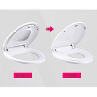 Capac de Toaleta cu Reductie 2 in 1, Flippy, pentru Copii si Adulti, Coborare Lenta si Silentioasa, Instalare Usoara, din PP5 , in Forma de U, Alb