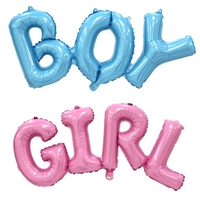 Set Baloane din Folie Metalizată, Vafy, Model Scris Girl, 43x106.5 cm, Tematica Baby Shower, Baloane Party, Ambalaj Individual, Pai Inclus, Umflare cu Aer sau Heliu, Roz