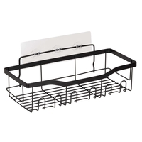 Set 5 polite metalice pentru dus cu montaj autoadeziv, inox, negru mat