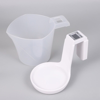 Cantar de Bucatarie 2 in 1, Vafy, Model Electronic, Tip Cana Gradata cu Masurare, pentru Lichide si Solide, Display Automat, 21.5 x 14.3 x 15 cm, Alb