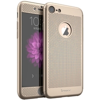 Husa de Protectie, Flippy, pentru Apple iPhone 7, Full Cover 360 Air cu Gauri si Folie de Protectie, Plastic, Auriu