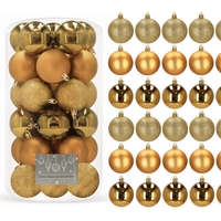 Set globuri de Craciun, 30 bucati, 3 modele, 6cm, auriu