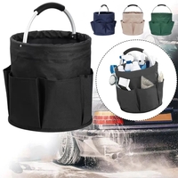 Geanta Cos pentru Scule de 17L, Vafy, Buzunare Exterioare, Cos de Picnic Portabil, Cos pentru Plaja, Cos pentru Curatenie, din Material Oxford 600 D, 28 x 28 x 28 cm, Negru