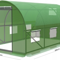 Sera de gradina, tip tunel cu cadru metalic, 300x200cm, verde, 6mp, fereastra suplimentara spate