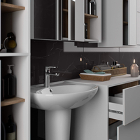 Etajera de baie suspendata, cu 2 sertare, PAL 16 mm, 90x46x60 cm, alb si stejar sonoma