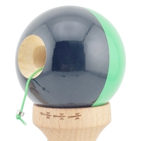 Kendama X Originala, Profesionala, Flippy, Big Cups V2, Super Sticky cu Cupe Mari, Rulment Metalic, din lemn 18 cm, Ata 55 cm, Verde/Negru