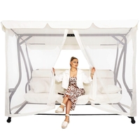 Balansoar leagan pat 4 persoane Sersimo Tenerife, cu plasa anti-insecte, sarcina 320kg