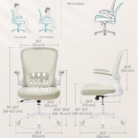 SONGMICS Scaun de birou ergonomic reglabil cu spatar mesh si suport lombar, maxim 120 kg, 64x64x107 cm, bej