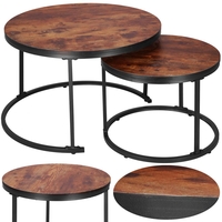 Set 2 mese pentru cafea suprapozabile, cadru otel, 70x70x47 cm si 50x50x40 cm, maro