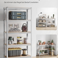 SONGMICS Raft de depozitare metalic, cu suprafata galvanizata, 5 polite, max. 875 kg, 180x90x40cm, argintiu