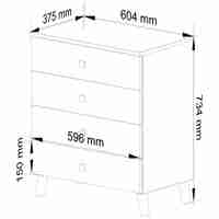 Comoda MOBI K-04, 4 sertare, 60x37x73 cm, casmir cu detalii aurii