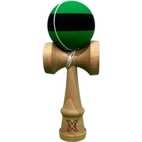 Kendama X Originala, Profesionala, Flippy, 18 cm, din Lemn, Rubber Grip, Negru/Verde