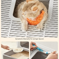 FEANDREA Litiera pentru pisici cu capac, tava extensibila, pentru pisici de pana la 15 kg, 54x43x38cm, gri
