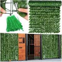 Panou paravan cu frunze artificiale pentru gard sau balcon, 100x300cm, verde