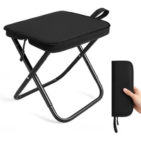 Scaun Pliabil, Vafy, pentru Adulti, Portabil, pentru Camping, Pescuit, din Panza Oxford si Cadru Metalic, 24 x 24 x 28 cm, Negru